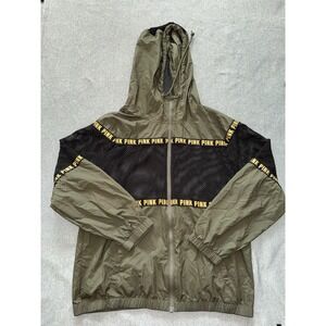 Victoria's Secret Pink Womens Mesh Panel Windbreaker Jacket Gorpcore Logo Sz XS